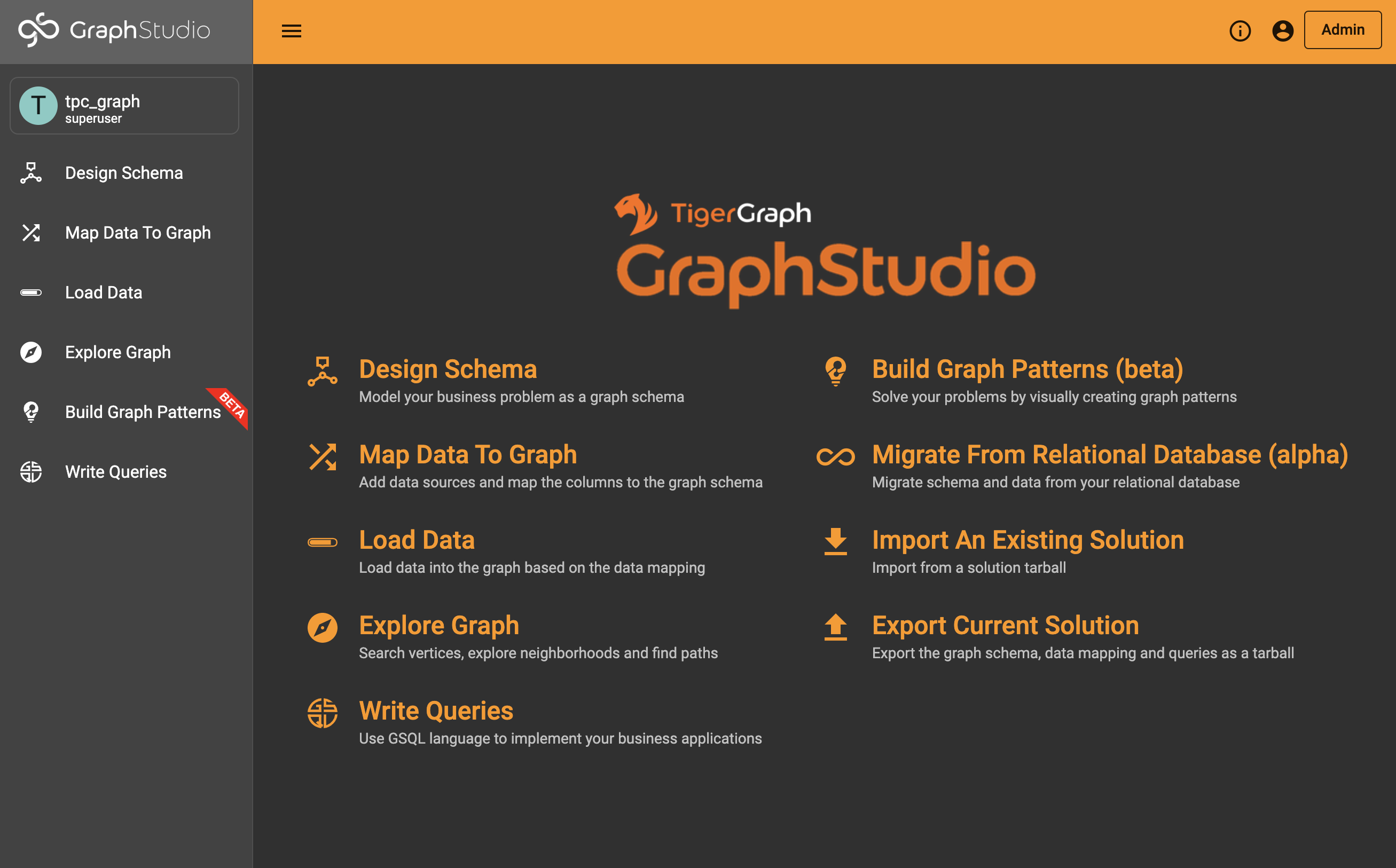 graphstudio main page
